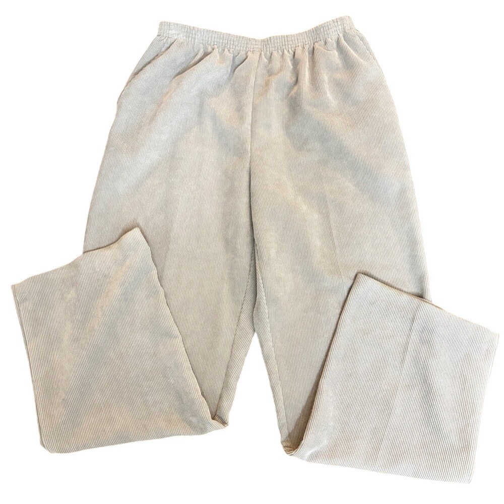 Alfred Dunner Pull-On Gray Corduroy Pants Womens Elastic Back Straight Leg‎